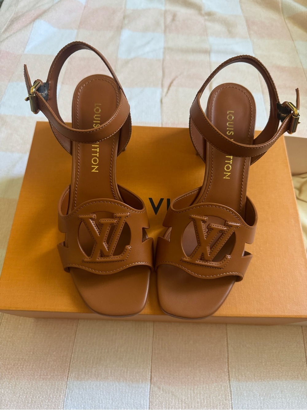 Louis Vuitton Isola Logo Block Heel Sandals *Taylor’s engagement shoes*